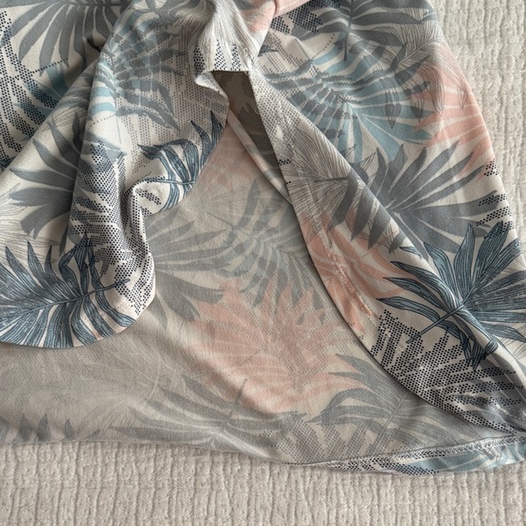 Tahari Blue and Pink Palm Leaf Print Midi Dress - Picture 8 of 10